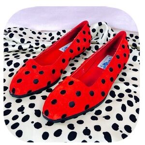 Perry Ellis Red and Black Polka Dot Flats